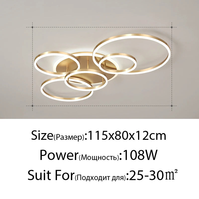 Modern LED Ceiling Chandelier Lighting For Living Study Room Bedroom Dimmable Home Gold Black Indoor Lighting decoration Lamps