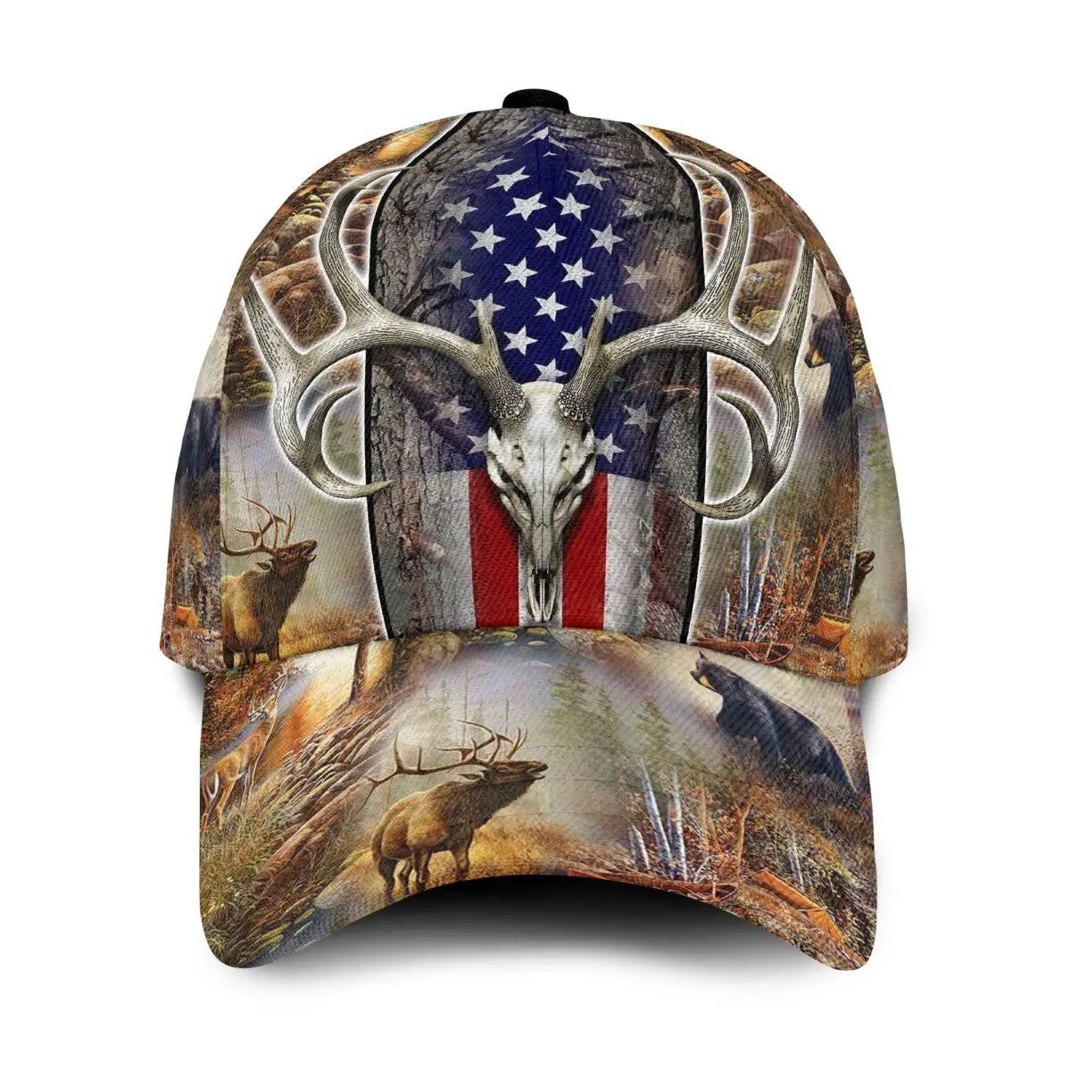 Baseball Cap Deer Hunting Wildlife Animals Printed Snapback Hat Men Women Adult Breathable Summer Headwear Outdoor Sun Visor
