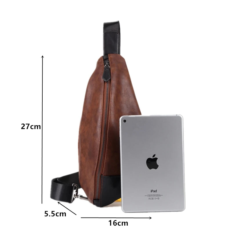 Fashion Dumpling Bag Men Chest Bag Messenger Bag Sost PU Leather Cross Body Chest Bag for Men Shoulder Bag Daily Sling Bag Man