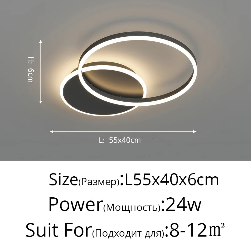 Modern LED Ceiling Chandelier Lighting For Living Study Room Bedroom Dimmable Home Gold Black Indoor Lighting decoration Lamps