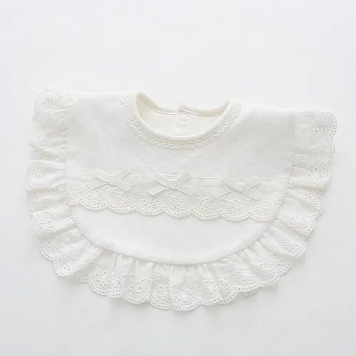 Cute Cotton Burp Cloth Triangle Round Lace Bow Princess Super Soft Baby Feeding Drool Bibs