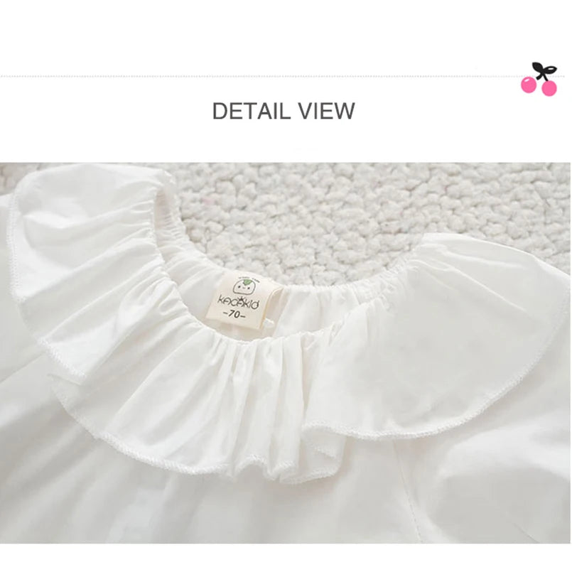 Baby Girl's Blouse Summer New Cotton Breathable Shirt Tops Clothing for Girls Versatile Ruffle Collar Short Sleeved T-shirt