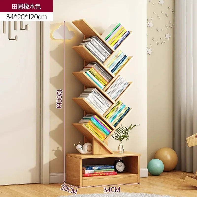 Bookshelf,Floor Standing Storage Rack,Living Room Tree Shaped Bookshelf Against The Wall,Multi-layer Narrow Seam Storage Cabinet