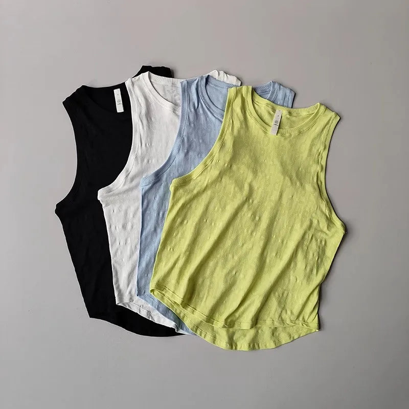Women's Summer Sports Vest Thin Loose Printed Yoga Clothing Sleeveless Running Blouse Yoga Vest Shirt Gym Tops