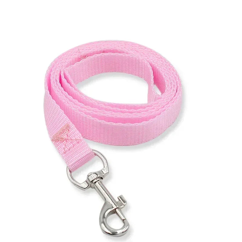 Pet Dog Nylon Collar Leash Rope Harness Lead Rope with Alloy Clasp Walking Training Leash Strap 1.5m Long Rope 7 Color