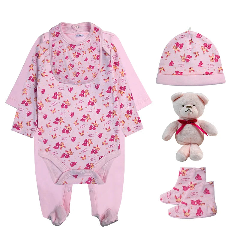 Newborn Baby Clothes For Girls Boys Sets Cotton Infant Spring Autumn Soft Boy Clothing New born Hat Bib