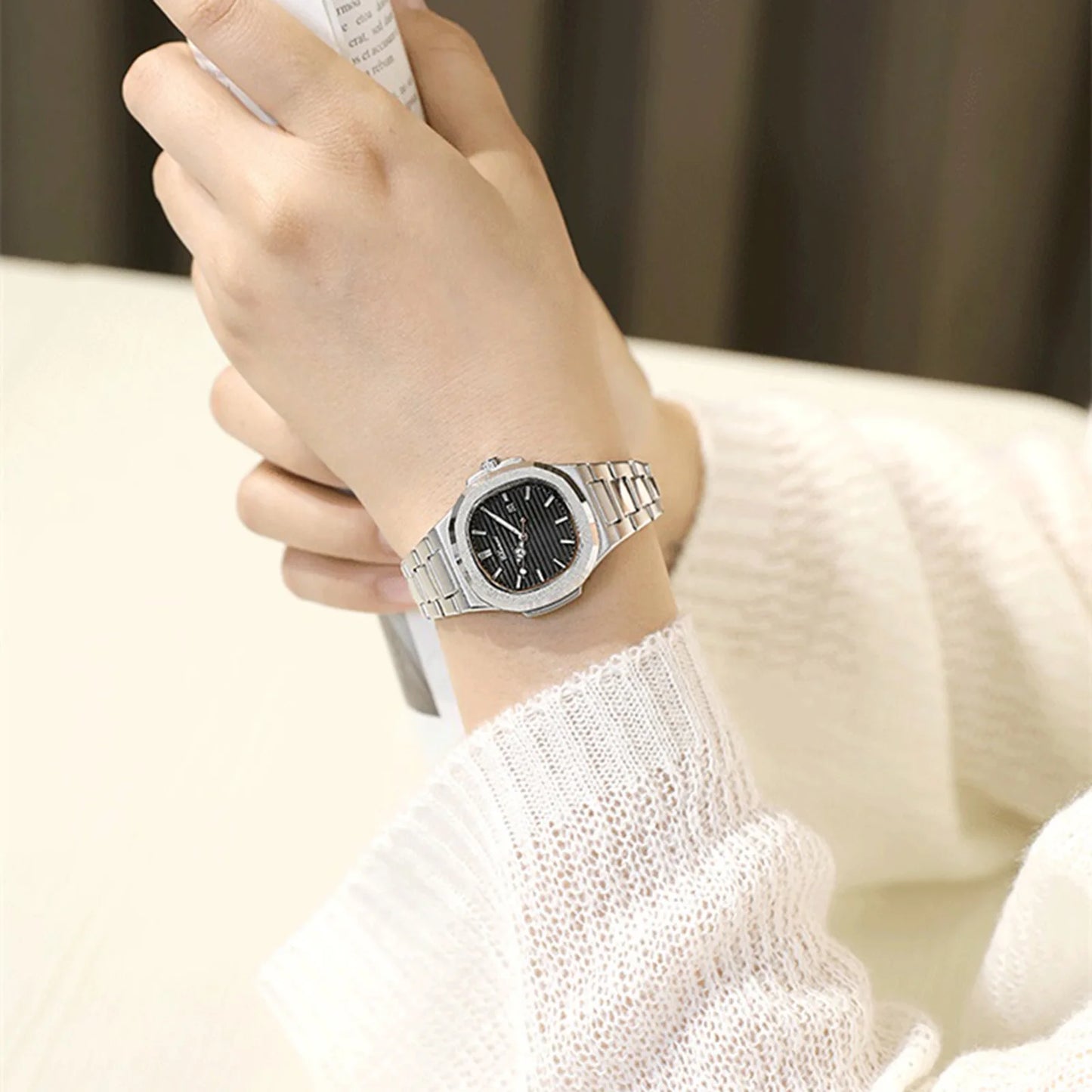 Watches For Woman Fashion Date Luminous Quartz Watch Silver Stainless Steel Clock Women's Stainless Steel Watch Waterproof