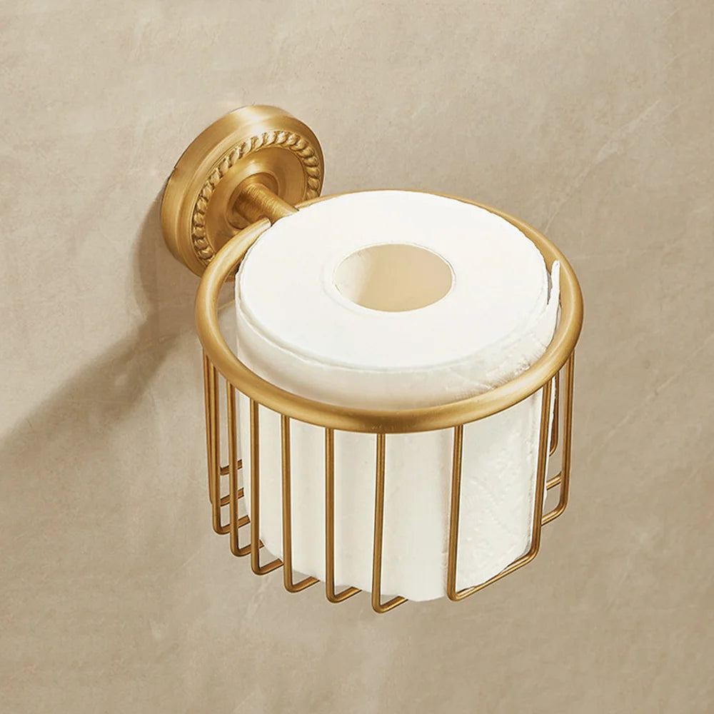 Antique Brushed Brass Bathroom Accessories Sets Towel Shelf Toilet Paper Holder Soap Holder Towel Rack Bathroom Hardware Sets