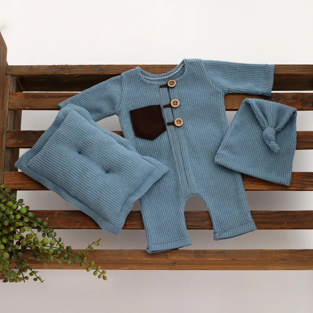 Newborn Photography Props Cloth Hat Pillow Baby Boy Girl Romper Bodysuits Outfit Shooting Photo Props Clothing Accessories