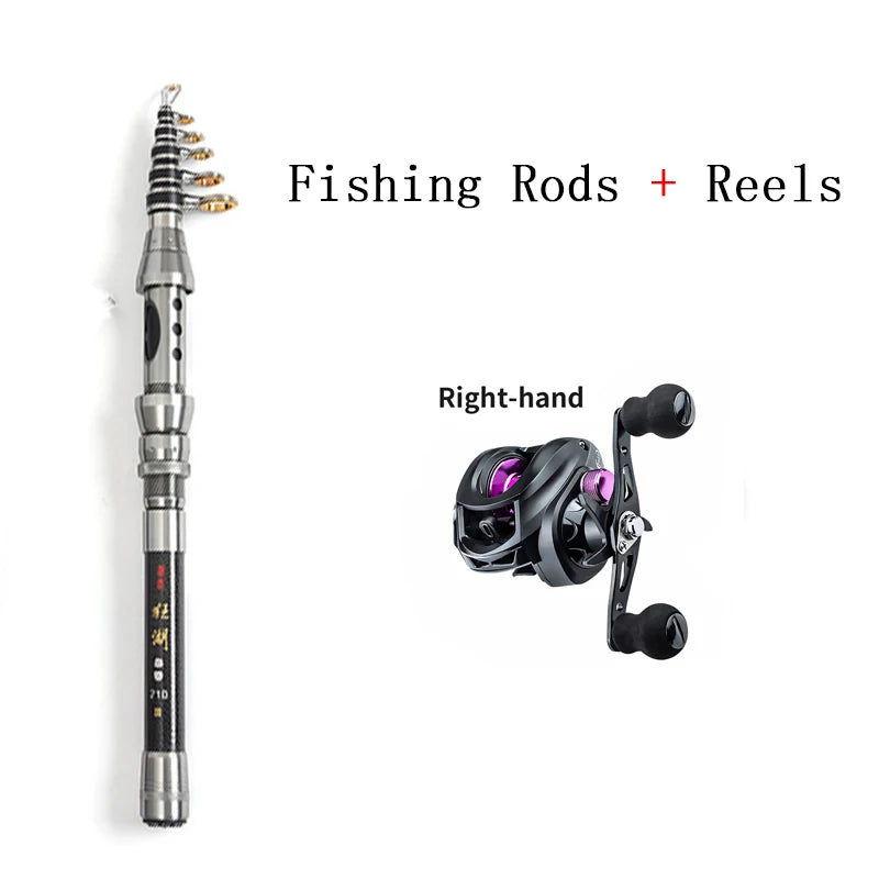 Fishing Rod Combo 1.5-2.4M Telescopic Fishing Rod and Spinning Fishing Reel Fishing Set Carp Carbon Fishing Rod Reel Kit