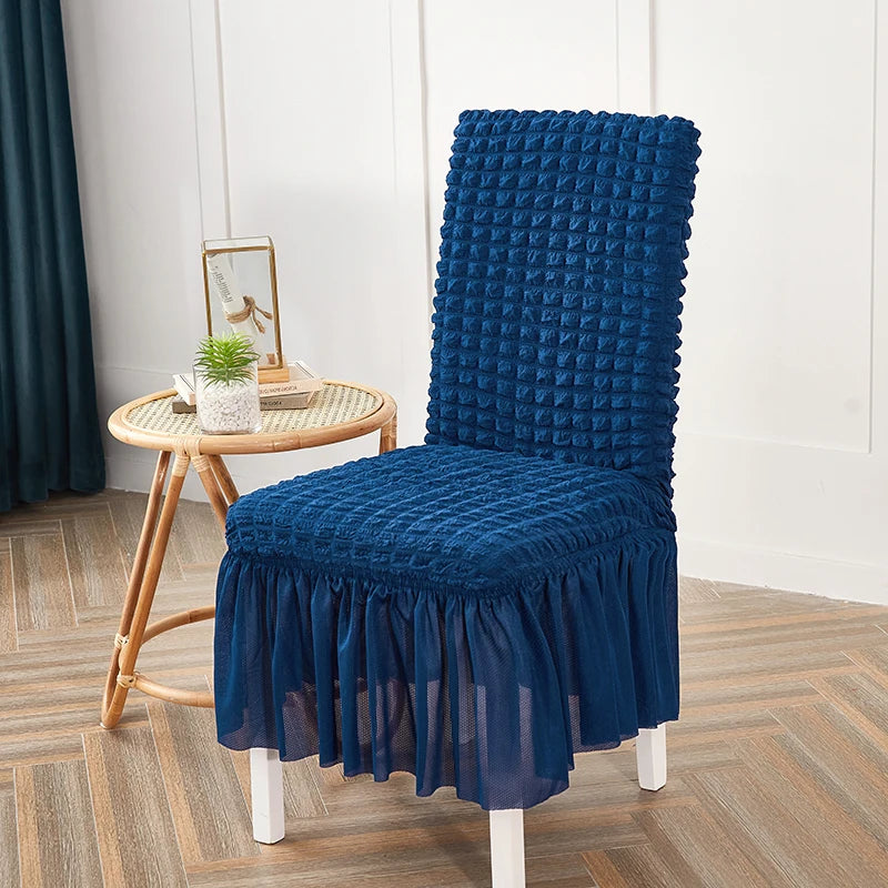 high quality Seersucker chair cover for dining room banquet chair slipcover stretch chair skirt elastic wedding chair decoration