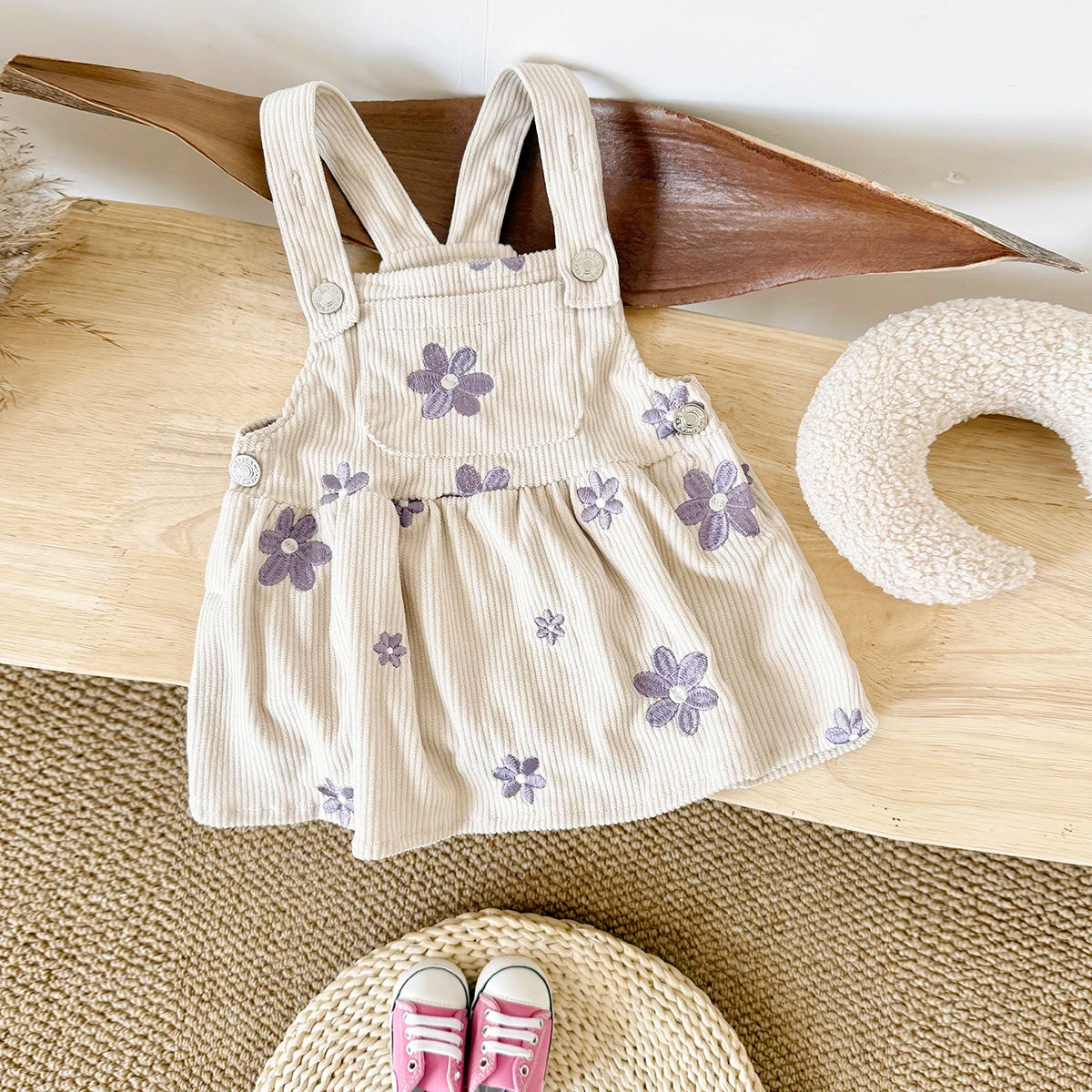 New Baby Girl Dress Infant Outfit Clothes Floral Sleeveless Overall Spring Autumn Cowboy Strap Dress Knee Length Bodysuit