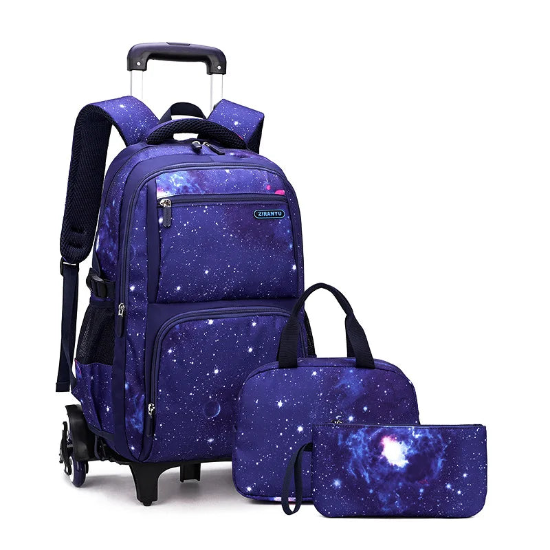 Carry On Kids' Luggage Primary Junior High School Bag Rolling Backpack for Boys Wheeled Bag with Lunch Box Trolley School Bags