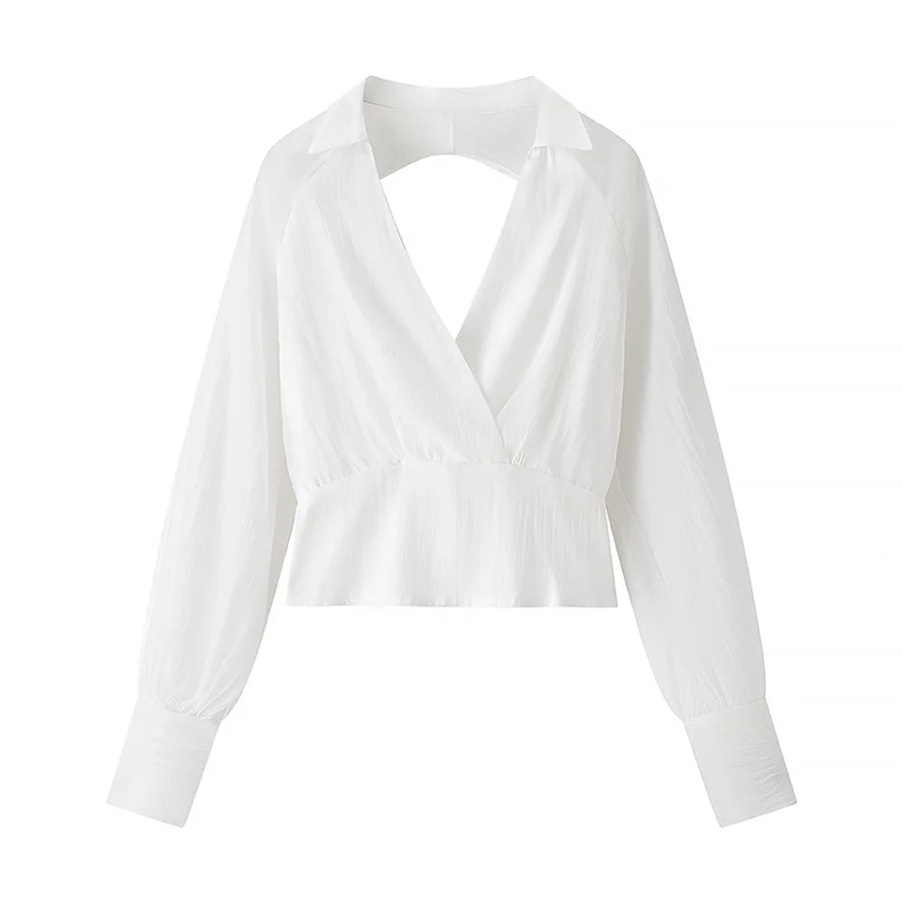 European and American style foreign trade women's clothing new 2025 fashion solid color long sleeved sexy shirt half skirt two-p