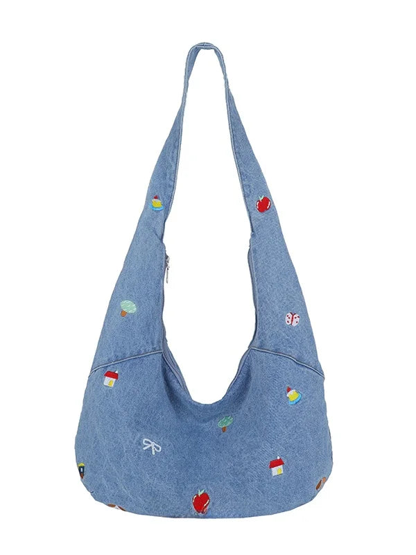 Denim Tote Bag Women's Large Capaci Canvas Bag New Lazy Sle Single oulder Slant Cross Bag Commuting op Bag Can Pu...