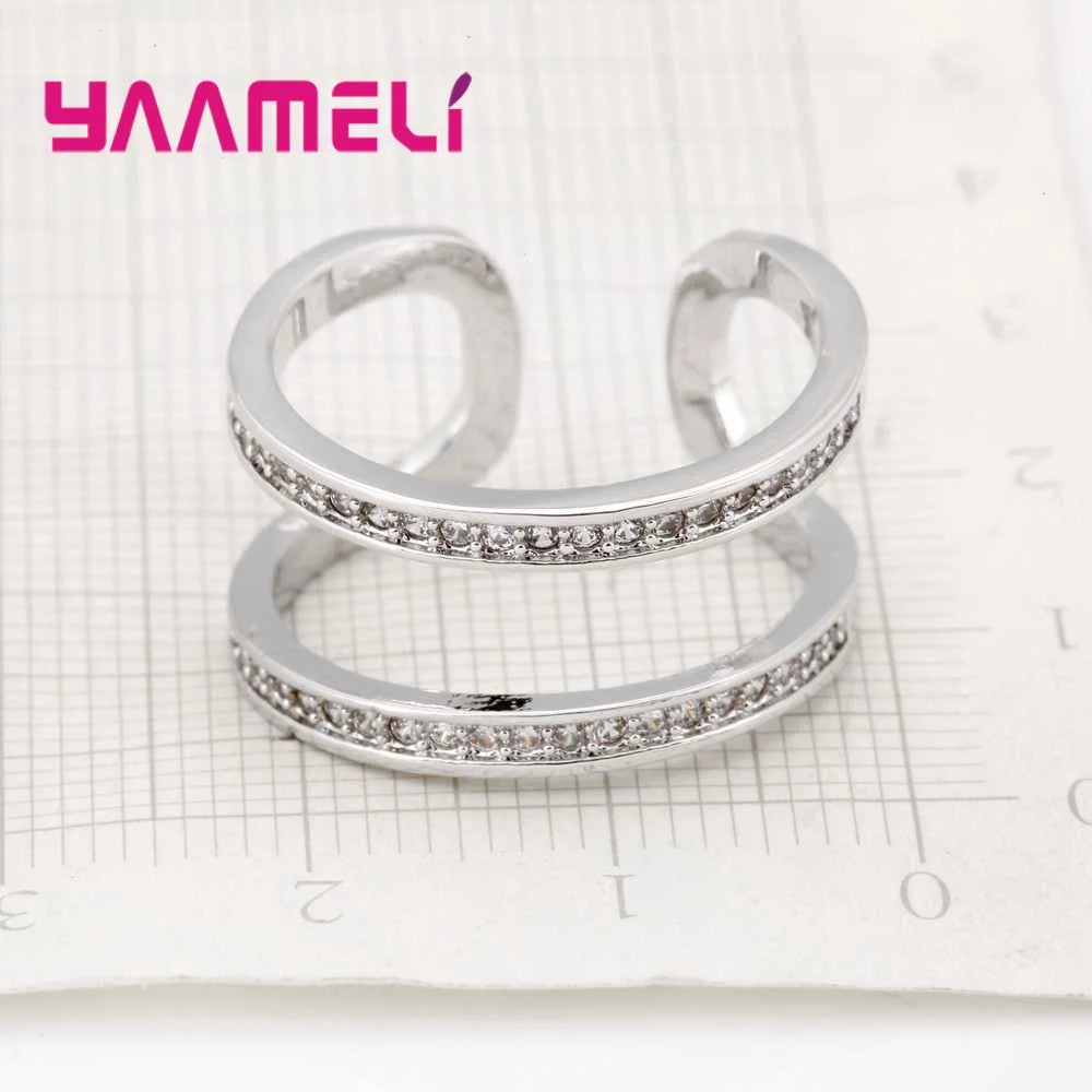 Woman Jewelry Fashion Simple Open Design Ring Cheap 925 Sterling Silver Cubic Zirconia Wedding Rings for Women