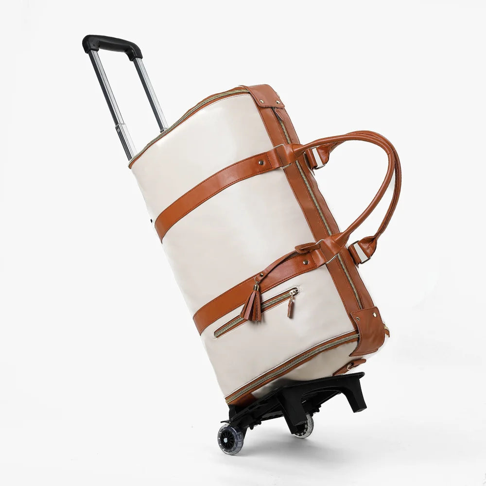 Hot Rolling PU Leather Travel Bag Foldable Storage Airport Handbag Portable Luggage for Travel Durable Convenient for Business