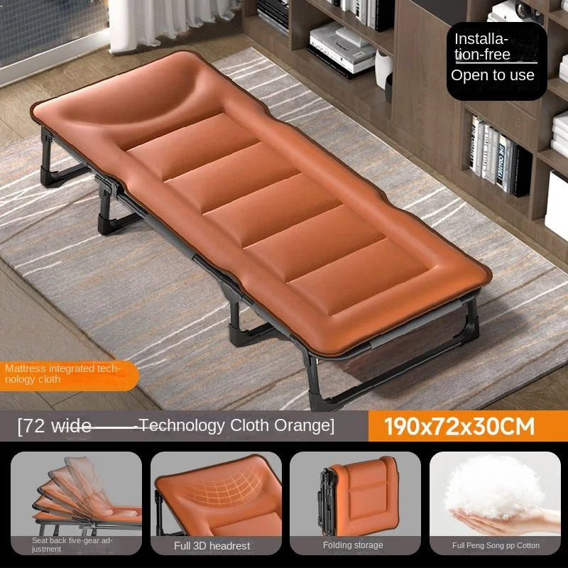 Single Fold Bed Outdoor Portable Multi-function Office Nap Bed Camping Convenient Portable Home Balcony Leisure Chaise Lounge