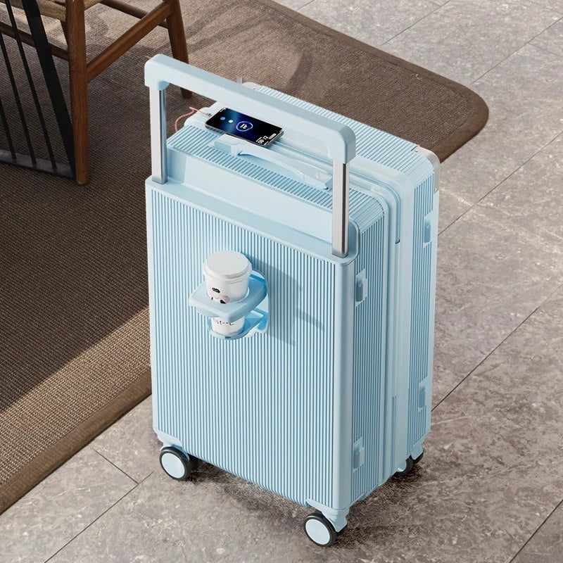 2025 new luggage with wide pull rod, shock-absorbing brake, large capacity travel case, 20 inch boarding case, password box