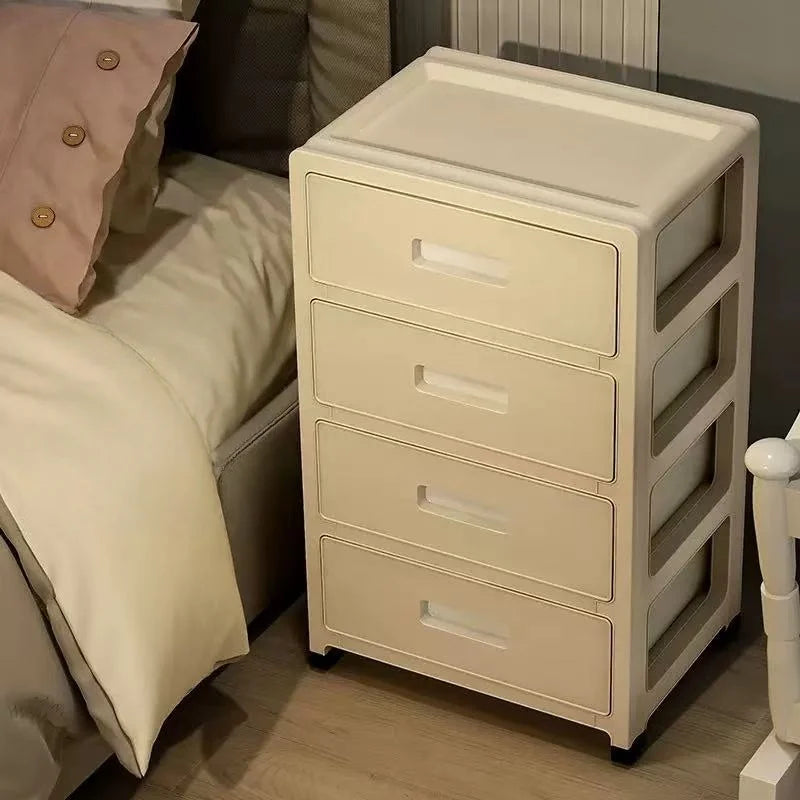 Large Capacity Storage Cabinet with Rolling Wheels,3-6 Tier, for LivingRoom/Bedroom/StudyOrganization,Cream Color