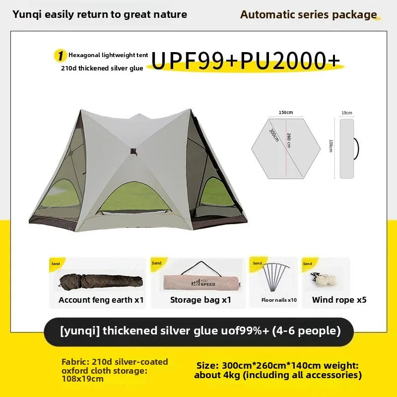 Seaside Beach Park Quick Open Tent Outdoor Portable Folding Camping Tent Equipment Full Set of Sunshade and Rainproof