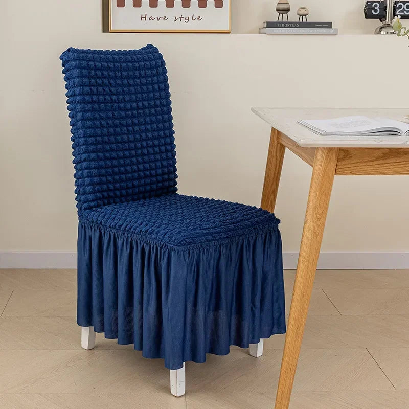 High Quality Seersucker Chair Cover For Dining Room Banquet Chair Slipcover Stretch Chair Skirt Elastic Wedding Chair Decoration