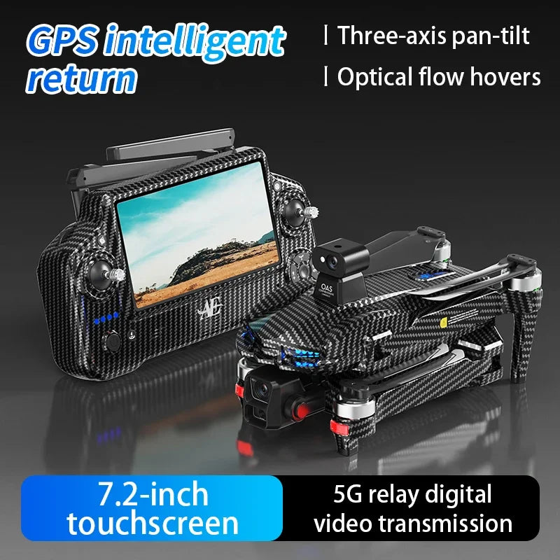 AE60 Can Airdrop Drone With 7.2 inch Screen 3-axis Gimbal Professional 4K HD Camera Laser Obstacle Avoidance Brushless Dron Toy