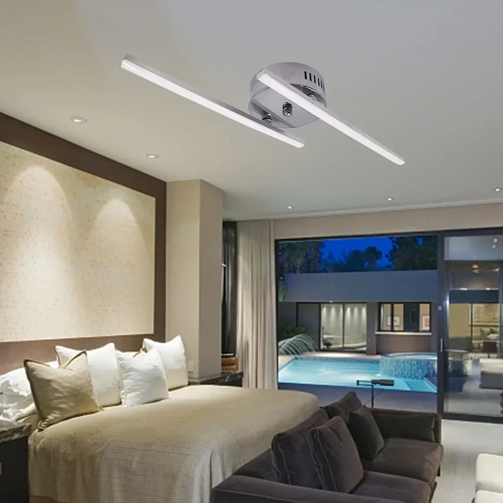 Indoor Home Decor Lighting LED Ceiling Lights 12W 18W 24W 2 3 4 Light Bars Curved Design LED Ceiling Lamp AC85-265V Living Room