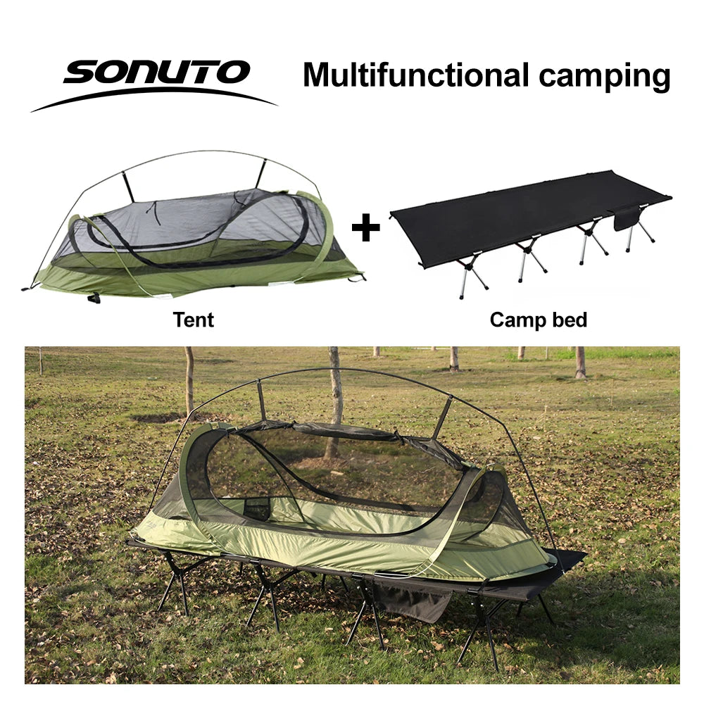 Military Camping Cot 600D Oxford, Portable Folding Bed 210x80cm, 4kg Lightweight, Compact for Outdoor Hiking Travel