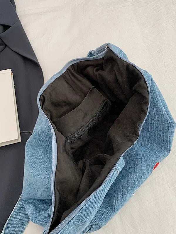 Denim Tote Bag Women's Large Capaci Canvas Bag New Lazy Sle Single oulder Slant Cross Bag Commuting op Bag Can Pu...