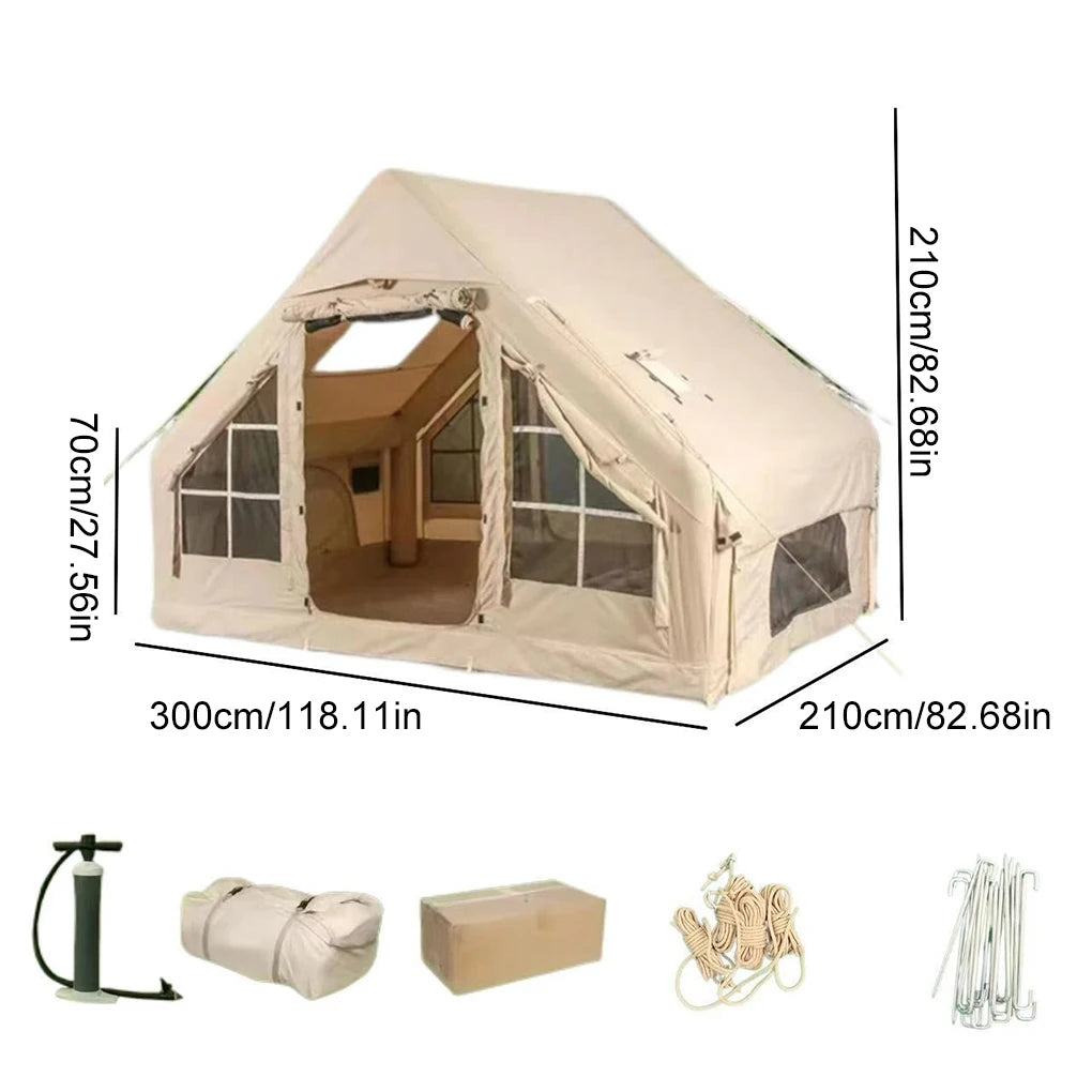Large Outdoor Camping Inflatable Tent Thickened Ultra-Quick Setup Blow Up 4 Season Garden Patio Beach Fishing Inflatable Tent