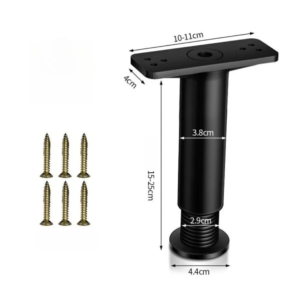4 PCS Adjustable Height Bed Frame Center Support Legs Height from 5.9" to 9.84" with Wider Base Metal Feet Replacement