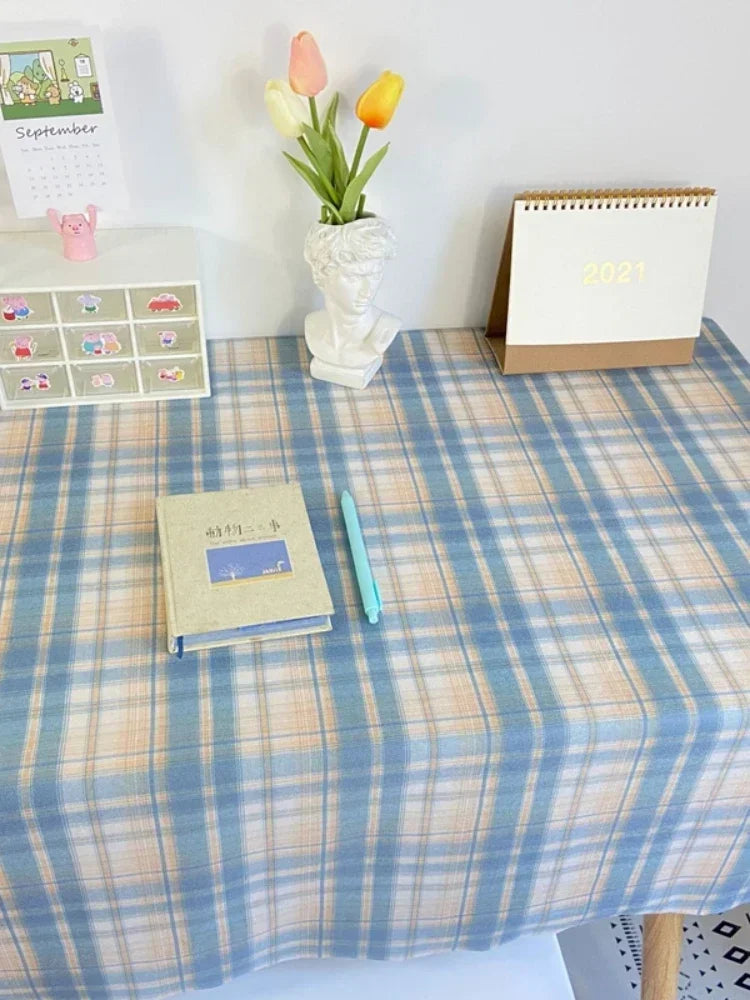 Plaid Tablecloth Table Cloth Desk Mat Dust-proof Dining Table Cloth Furniture Protector Picnic Mat Tapete Dressing Table Mat