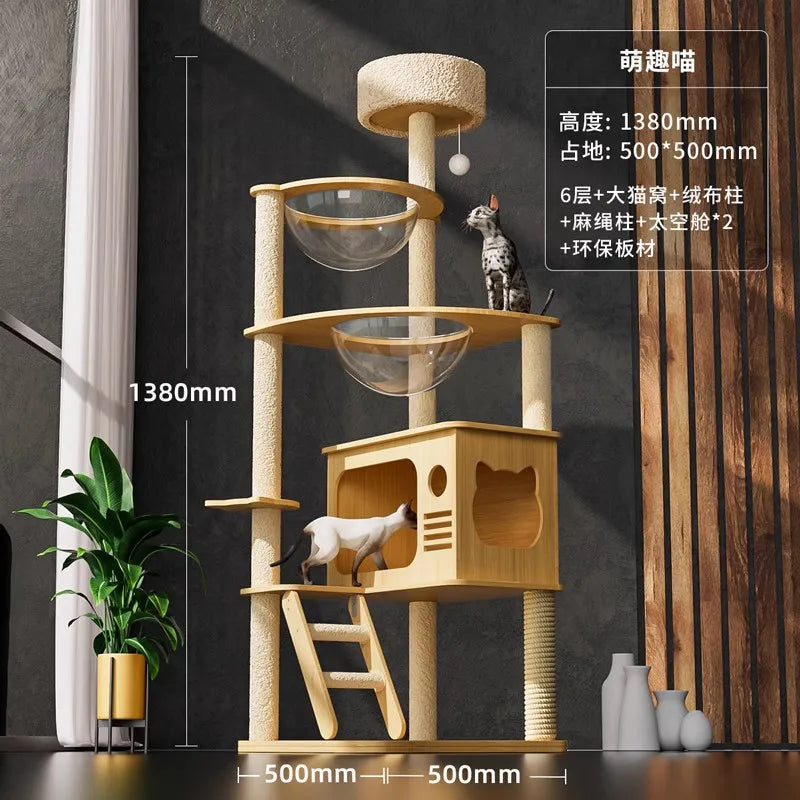 Tree Tower House for Large Cats, Claws, Sofa Protection, Cats with Scrapers, Wooden Cat Scratcher, Beds and Furniture