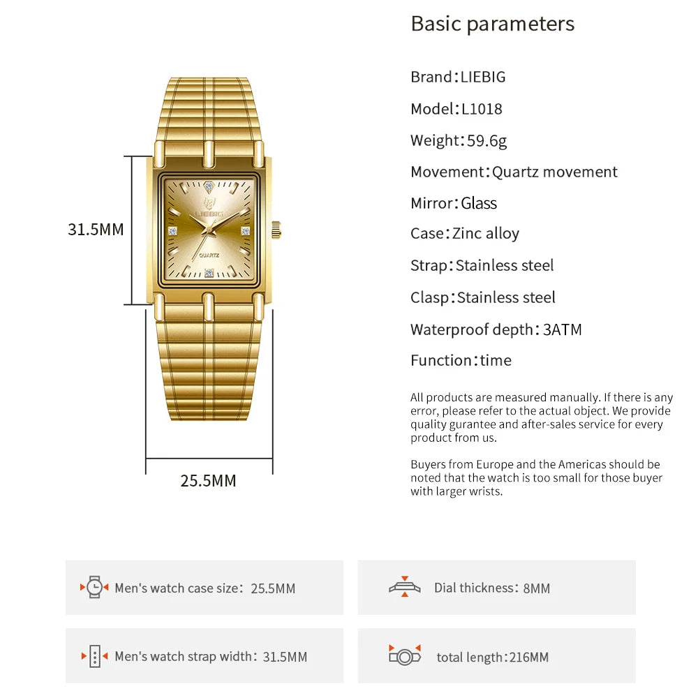 Luxury Wristwatches For Men Women Golden Quartz Watch Female Male Clock Gold Steel Bracelet Watches relogio masculino L1018