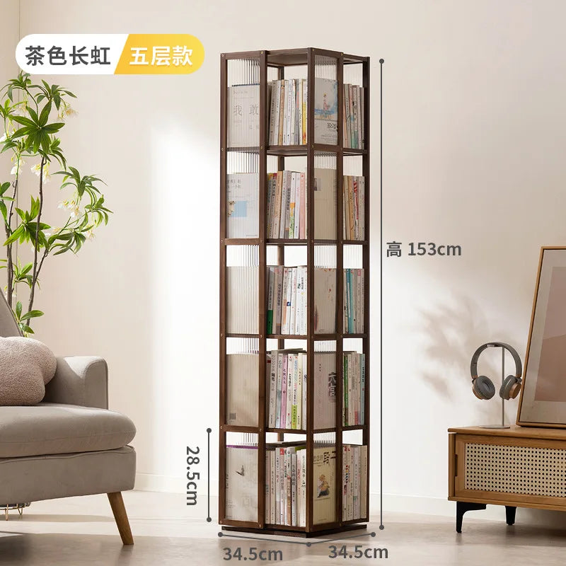 360 Degree Rotating Bookshelf for Living Room Bedroom Children's Picture Books Storage Rack Simple Home Decor Student Bookcase