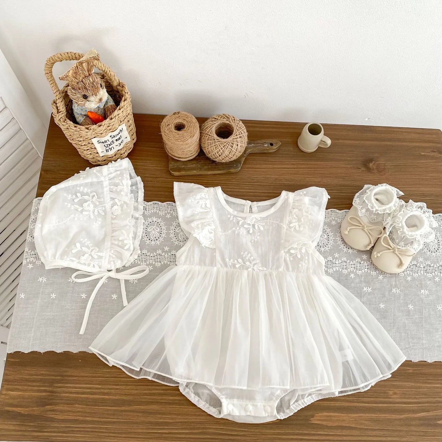 2025 Summer New Baby Girl Cute Gauze Bodysuit Cotton Infant Sweet Flower Princess Dress Thin Breathable Newborn Clothes 0-24M
