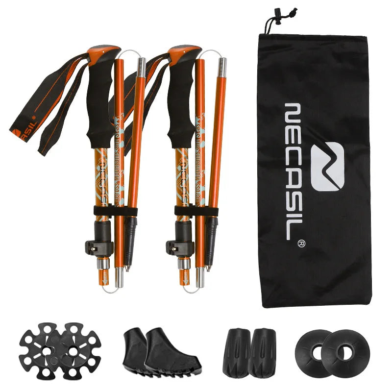 Premium Telescopic Hiking Poles – Lightweight Aluminum Alloy Collapsible Trekking Sticks with Carry Bag for Outdoor Adventures
