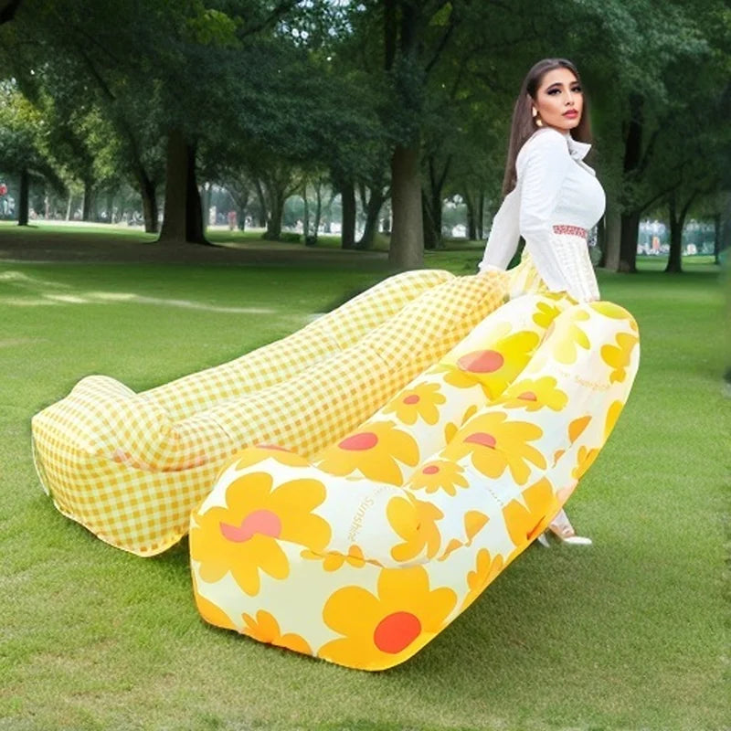 Outdoor Lazy Inflatable Sofa Portable Folding Inflatable Sofa Camping Inflatable Mattress Suitable For Travel Picnic Music Festi