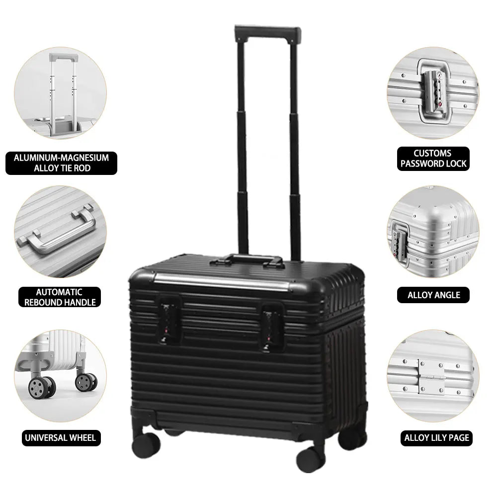 Open-Covered Suitcase All-Aluminum-Magnesium Alloy Frame Luggage Universal Wheel TSA Customs Password Lock Business Travel Case