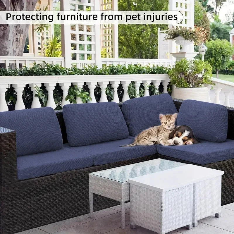 Outdoor Stretch Patio Sofa Cushion Covers Protector Stretch Removable Sofa Slipcover for Bedroom Office Living Room Home