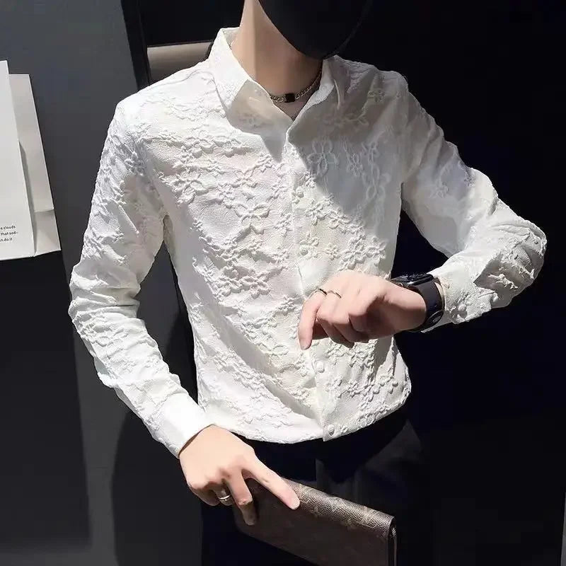 Shirts And Blouses For Men White Man Tops Plain Graphic Floral Clothing Korean Style Designer Fashion S Elegant Cheap Brand Cool