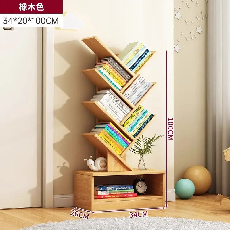 Bookshelf,Floor Standing Storage Rack,Living Room Tree Shaped Bookshelf Against The Wall,Multi-layer Narrow Seam Storage Cabinet