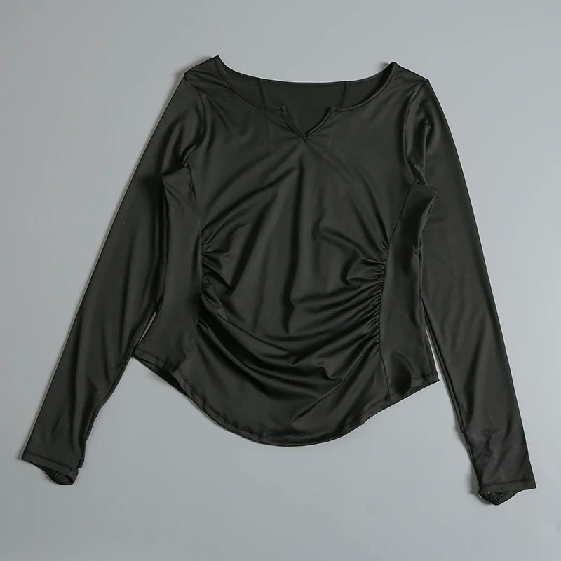 Yoga clothing for women quick-drying fitness clothing sports tops for spring and summer Pilates training long-sleeved V-neck