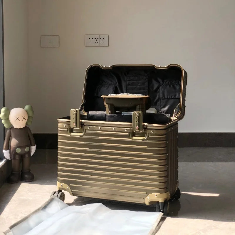 Magnesium Aluminum Alloy Luggage Trolley Case Metallic Anti-fall Thickened Reinforced Outdoor Travel Boarding Code Box Gift