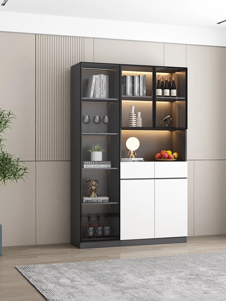 Modern simple light luxury living room storage cabinet Italian glass door wine cabinet dining room cabinet dining side