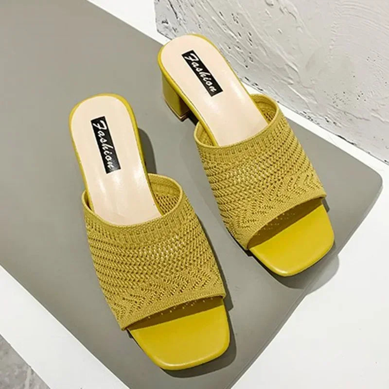 Women Slippers Closed Toe Comfort Slippers Women Fashion Outdoor Sandals Women Medium Heel Slippers