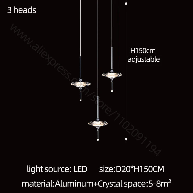 Led Chandelier Home Decoration Lighting Hanging Lamps Living Room Indoor Gloss Island Kitchen Lamps Chrome Staircase Chandelier