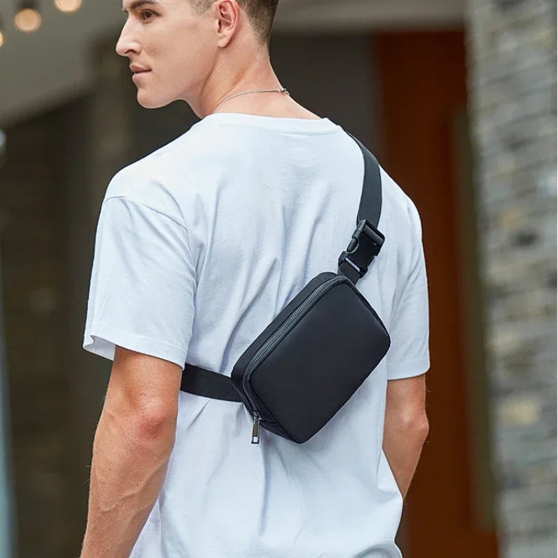 Men Chest Bag Small Fashion Male Shoulder Crossbody Bags Sling Phone Bag for Man 2025 Nylon Sports Student Body Rig Black Travel