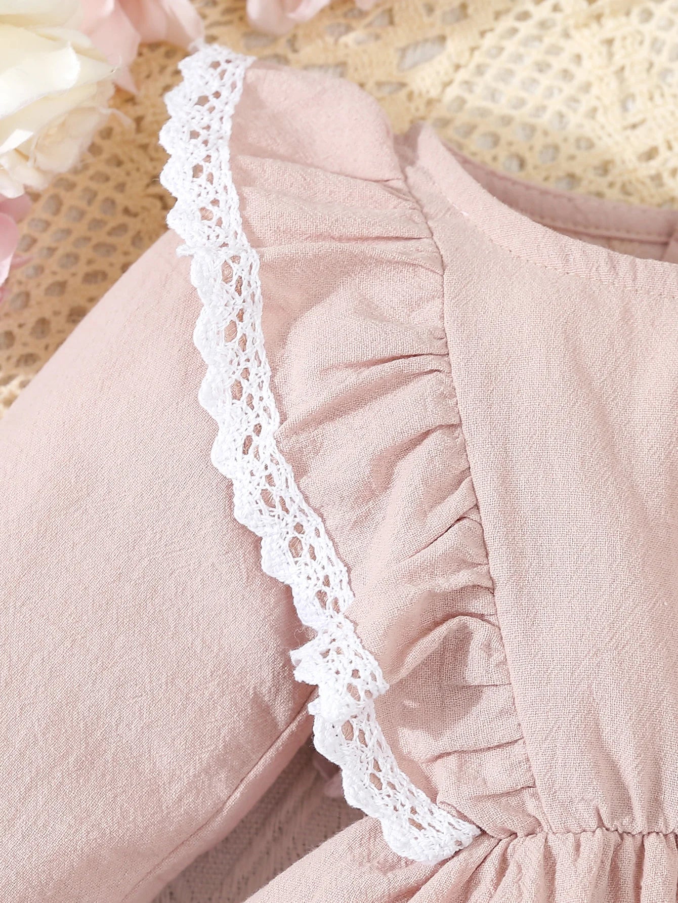 Baby Girl‘s Clothes 2Pcs Cute Lace Ruffled Long Sleeve Cotton Dress Headwear Toddler Girl's Clothing Outfit Set
